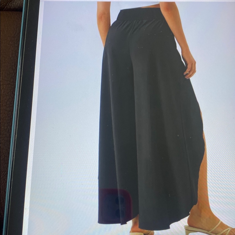 XLARGE. (PETITE). HALARA BREEZEFUL PALAZZO FLOWY RUFFLE WIDE LEG DANCE PANTS - Picture 2 of 10